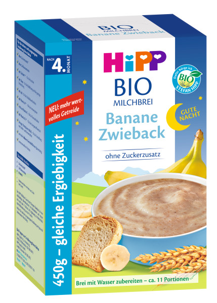 Produktbild von Hipp BIO Milchbrei "Banane-Zwieback" (ohne Zuckerzusatz)