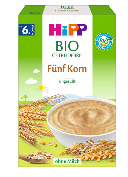 Produktbild von Hipp BIO-Getreidebrei "Fünf Korn" (ungesüßt)